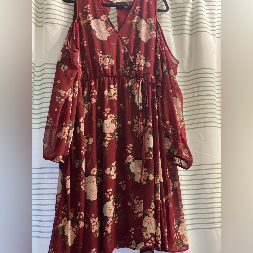 Torrid Red floral Cold Shoulder Dress